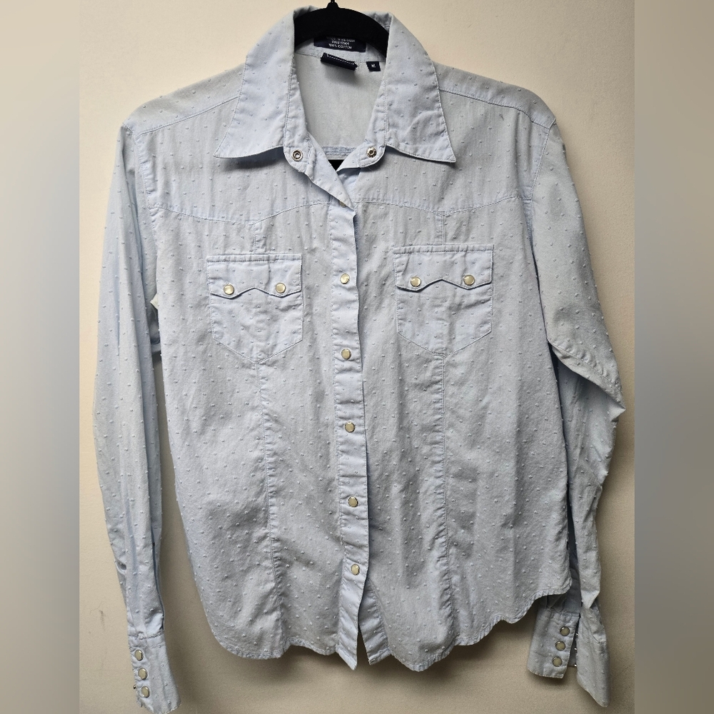 Cruel Girl Light Blue Western Snap Shirt Womens Medium